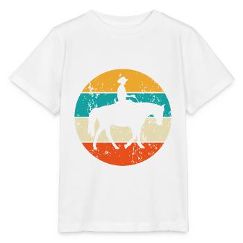 Cowboy Westernreiter Westernreiten Reitsport - Stanley/Stella Kinder T-Shirt MINI CREATOR  - Weiß - Vorne - Maike (125cm)