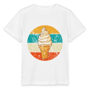 Vintage Retro Eistüte Softeis - Stanley/Stella Kinder T-Shirt MINI CREATOR  - Weiß - Vorne - Maike (125cm)