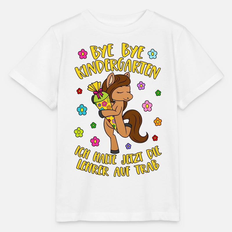 Pferd Pony Bye Bye Kindergarten Lehrer auf Trab - Stanley/Stella Kinder T-Shirt MINI CREATOR  - Weiß