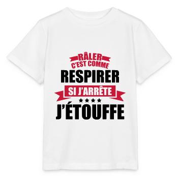 râler c'est comme respirer si j'arrête j'étouffe - T-shirt bio MINI CREATOR Stanley/Stella Enfant - blanc - Devant - Maike (125cm)