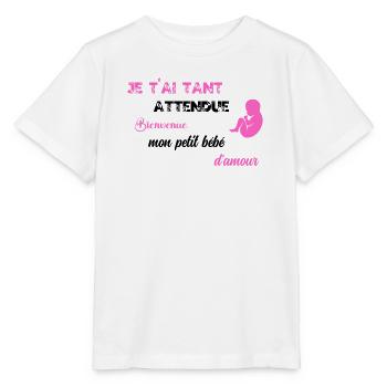Je t ai tant attendu PNK BLK - T-shirt bio MINI CREATOR Stanley/Stella Enfant - blanc - Devant - Maike (125cm)