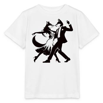 Elegant Foxtrot Dance Design with Dancing Foxes - Stanley/Stella MINI CREATOR Kids’ T-Shirt - white - Front - Maike (125cm)