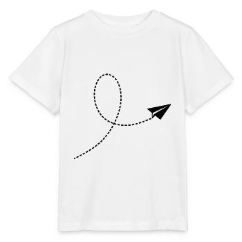 Papierflieger mit Flugbahn - Stanley/Stella Kinder T-Shirt MINI CREATOR  - Weiß - Vorne - Maike (125cm)