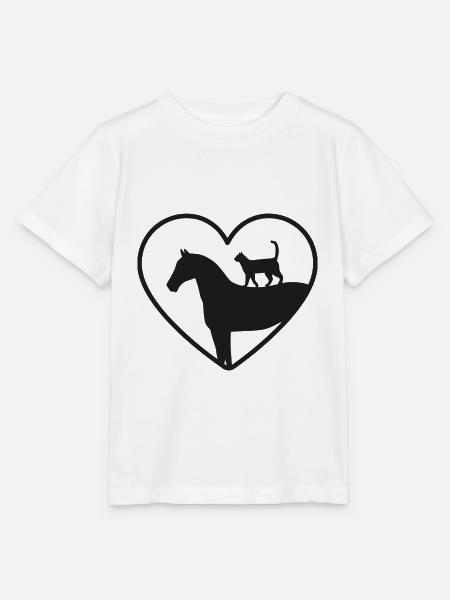 Pferd Katze Herz Liebe - Stanley/Stella Kinder T-Shirt MINI CREATOR - Weiß