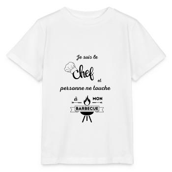 Je suis le chef personne ne touche à mon barbecue - T-shirt bio MINI CREATOR Stanley/Stella Enfant - blanc - Devant - Maike (125cm)