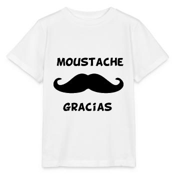 Moustache Gracias Fun humour cadeau - T-shirt bio MINI CREATOR Stanley/Stella Enfant - blanc - Devant - Maike (125cm)