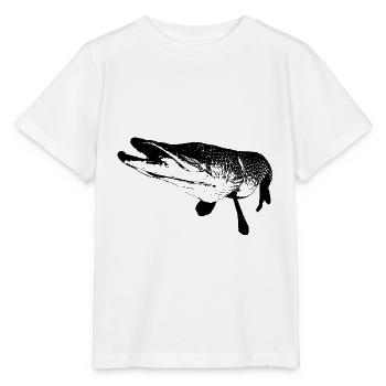 brochet - imprimé noir - T-shirt bio MINI CREATOR Stanley/Stella Enfant - blanc - Devant - Maike (125cm)