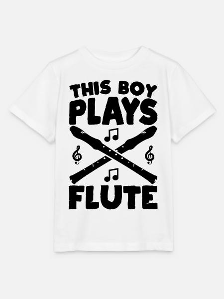This Boy Plays Flute - Stanley/Stella Kinder T-Shirt MINI CREATOR  - Weiß