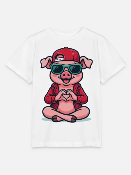 Piggy Love Vibes - Stanley/Stella Kinder T-Shirt MINI CREATOR - Weiß