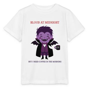 Blood At Midnight Coffee – lustiges Vampir-T-Shirt - Stanley/Stella Kinder T-Shirt MINI CREATOR  - Weiß - Vorne - Maike (125cm)