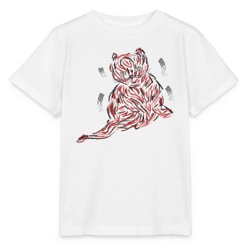 Abstrakte Katze Pinselstrich Kunst - Stanley/Stella Kinder T-Shirt MINI CREATOR  - Weiß - Vorne - Maike (125cm)