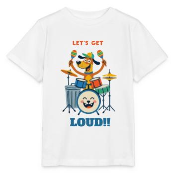 Drumming Dog auf der Bühne - Stanley/Stella Kinder T-Shirt MINI CREATOR  - Weiß - Vorne - Maike (125cm)