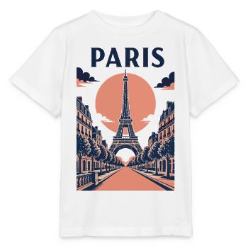 Paris Pink Sky – Eiffelturm und Straße - Stanley/Stella Kinder T-Shirt MINI CREATOR  - Weiß - Vorne - Maike (125cm)