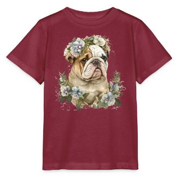 Englische Bulldogge - Stanley/Stella Kinder T-Shirt MINI CREATOR  - Burgunderrot - Vorne - Kain (125cm)