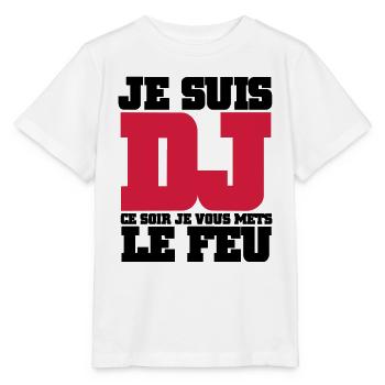 Je Suis DJ ce soir je vous mets le feu - T-shirt bio MINI CREATOR Stanley/Stella Enfant - blanc - Devant - Maike (125cm)