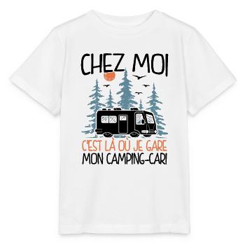 Chez Moi C'est Là Où Je Gare Mon Camping-car - T-shirt bio MINI CREATOR Stanley/Stella Enfant - blanc - Devant - Maike (125cm)