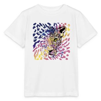 Leopard Raubkatze Animal Print - Stanley/Stella Kinder T-Shirt MINI CREATOR  - Weiß - Vorne - Maike (125cm)