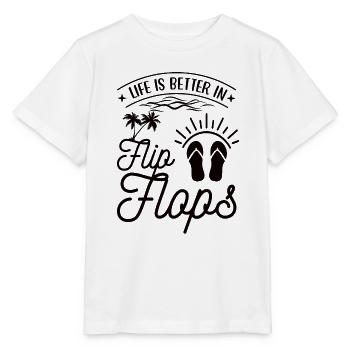 flip flops summer sun sea beach bathing holiday - Stanley/Stella MINI CREATOR Kids’ T-Shirt - white - Front - Maike (125cm)