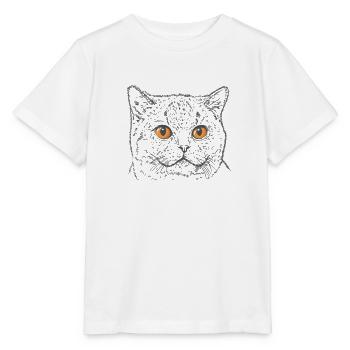 British Shorthair Cat with Copper Eyes - Stanley/Stella MINI CREATOR Kids’ T-Shirt - white - Front - Maike (125cm)
