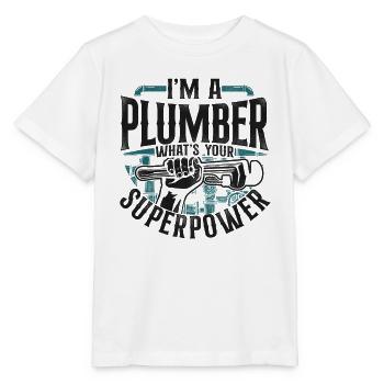 Plombier de plomberie vintage Je suis un - T-shirt bio MINI CREATOR Stanley/Stella Enfant - blanc - Devant - Maike (125cm)