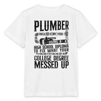 Plombier Plombier Plombier Vintage Plombier - T-shirt bio MINI CREATOR Stanley/Stella Enfant - blanc - Devant - Maike (125cm)