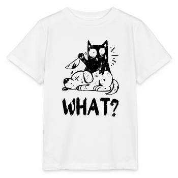 Quoi? Chat noir meurtrier avec couteau - T-shirt bio MINI CREATOR Stanley/Stella Enfant - blanc - Devant - Maike (125cm)