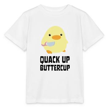 Quack Up Buttercup Duck with knife Ente mit Messer - Stanley/Stella MINI CREATOR Kids’ T-Shirt - white - Front - Maike (125cm)