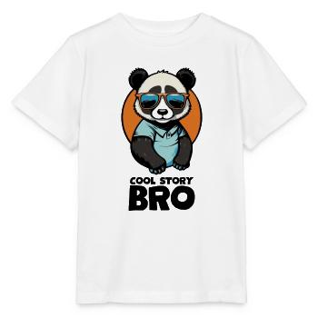 Panda cool « Cool Story Bro » avec des lunettes de soleil - T-shirt bio MINI CREATOR Stanley/Stella Enfant - blanc - Devant - Maike (125cm)