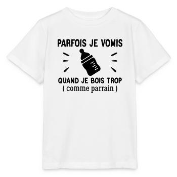 Parfois je vomis comme parrain quand je bois trop - T-shirt bio MINI CREATOR Stanley/Stella Enfant - blanc - Devant - Maike (125cm)