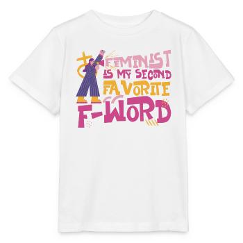 Feminist Feminist Is My Second - Stanley/Stella Kinder T-Shirt MINI CREATOR  - Weiß - Vorne - Maike (125cm)