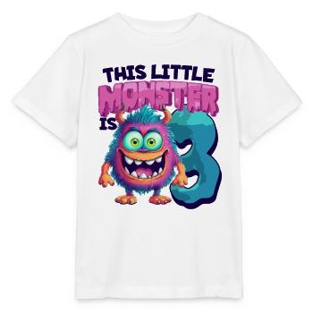 Ce petit monstre a 3 - trois ans - 3. - T-shirt bio MINI CREATOR Stanley/Stella Enfant - blanc - Devant - Maike (125cm)