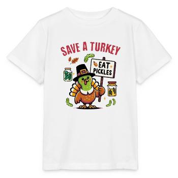 Save A Turkey Eat Pickles Thanksgiving Geschenk - Stanley/Stella Kinder T-Shirt MINI CREATOR  - Weiß - Vorne - Maike (125cm)