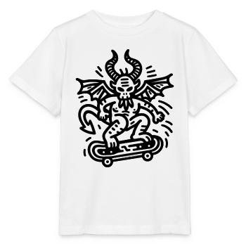 Devil Skateboard Doodle - T-shirt bio MINI CREATOR Stanley/Stella Enfant - blanc - Devant - Maike (125cm)