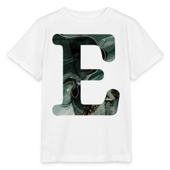 Green Marbled Letter E - Stanley/Stella MINI CREATOR Kids’ T-Shirt - white - Front - Maike (125cm)