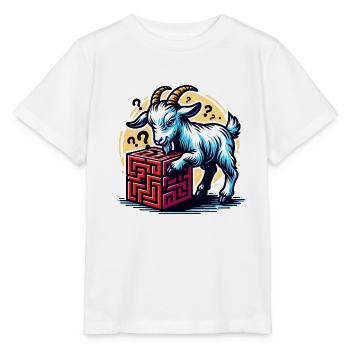 Coole Ziegen löst Rätsel - Stanley/Stella Kinder T-Shirt MINI CREATOR  - Weiß - Vorne - Maike (125cm)