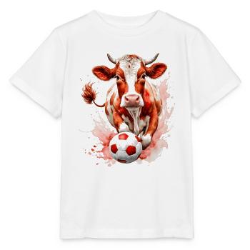 Kuh Fußball Bunt Schweiz Tier Design Print - Stanley/Stella Kinder T-Shirt MINI CREATOR  - Weiß - Vorne - Maike (125cm)