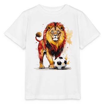 Lion Football Colorful Belgium Animal Design Print - Stanley/Stella MINI CREATOR Kids’ T-Shirt - white - Front - Maike (125cm)