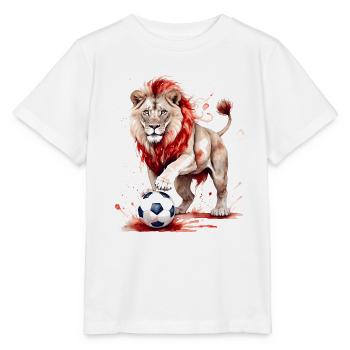 Lion Football Colorful Switzerland Animal Design Print - Stanley/Stella MINI CREATOR Kids’ T-Shirt - white - Front - Maike (125cm)