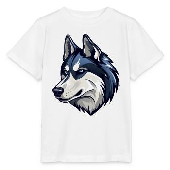 Cooler Husky mit bösem Blick - Stanley/Stella Kinder T-Shirt MINI CREATOR  - Weiß - Vorne - Maike (125cm)