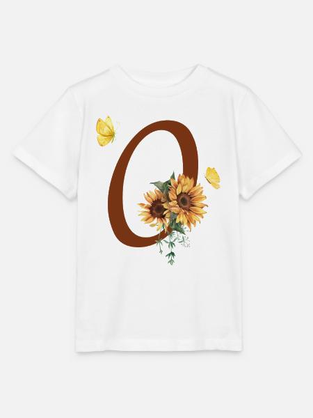 Buchstabe o Sonnenblumenschmetterling - Stanley/Stella Kinder T-Shirt MINI CREATOR - Weiß