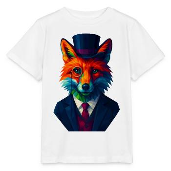 WPAP Style Animals - Renard Élégant Costume Monocle - T-shirt bio MINI CREATOR Stanley/Stella Enfant - blanc - Devant - Maike (125cm)