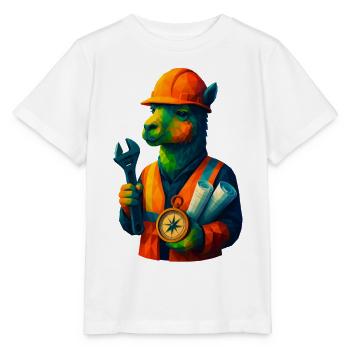 WPAP Style Animals - Alpaca Engineer with Safety Helmet - Stanley/Stella MINI CREATOR Kids’ T-Shirt - white - Front - Maike (125cm)