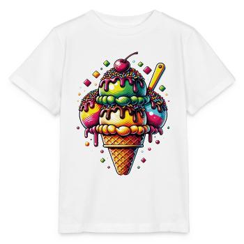 Big colorful tasty decorated ice cream cone - Stanley/Stella MINI CREATOR Kids’ T-Shirt - white - Front - Maike (125cm)