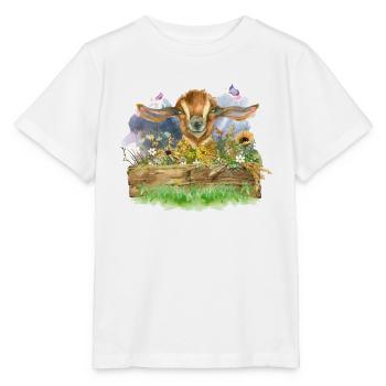 Ziege Aquarell - Stanley/Stella Kinder T-Shirt MINI CREATOR  - Weiß - Vorne - Maike (125cm)