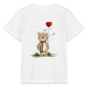 süßer Bär, Teddybär mit Herz Luftballon - Stanley/Stella Kinder T-Shirt MINI CREATOR  - Weiß - Vorne - Maike (125cm)