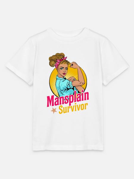 Mansplain Survivor - Stanley/Stella Kinder T-Shirt MINI CREATOR  - Weiß