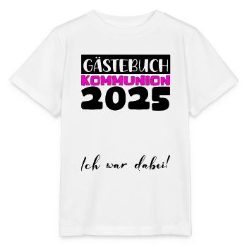 Communion 2025 Guest Book Gift Girls Boys - Stanley/Stella MINI CREATOR Kids’ T-Shirt - white - Front - Maike (125cm)