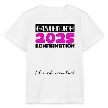 Confirmation 2025 Guest Book Decoration Girls Boys - Stanley/Stella MINI CREATOR Kids’ T-Shirt - white - Front - Maike (125cm)