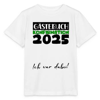 Confirmation 2025 Guest Book Decoration Girls Boys - Stanley/Stella MINI CREATOR Kids’ T-Shirt - white - Front - Maike (125cm)
