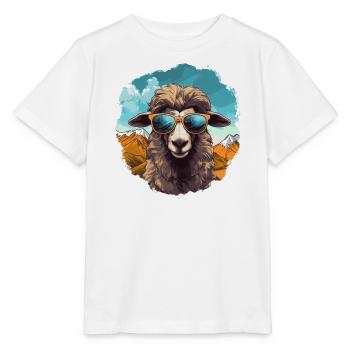 Un mouton avec des lunettes de soleil dans les montagnes - T-shirt bio MINI CREATOR Stanley/Stella Enfant - blanc - Devant - Maike (125cm)